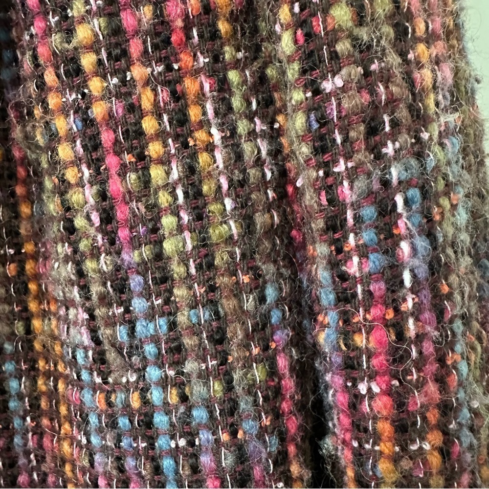 Talbots Tweed Jacket Rainbow Colorful Knit Blazer Fringe Funky Rodeo Witchy Pink - Picture 10 of 16